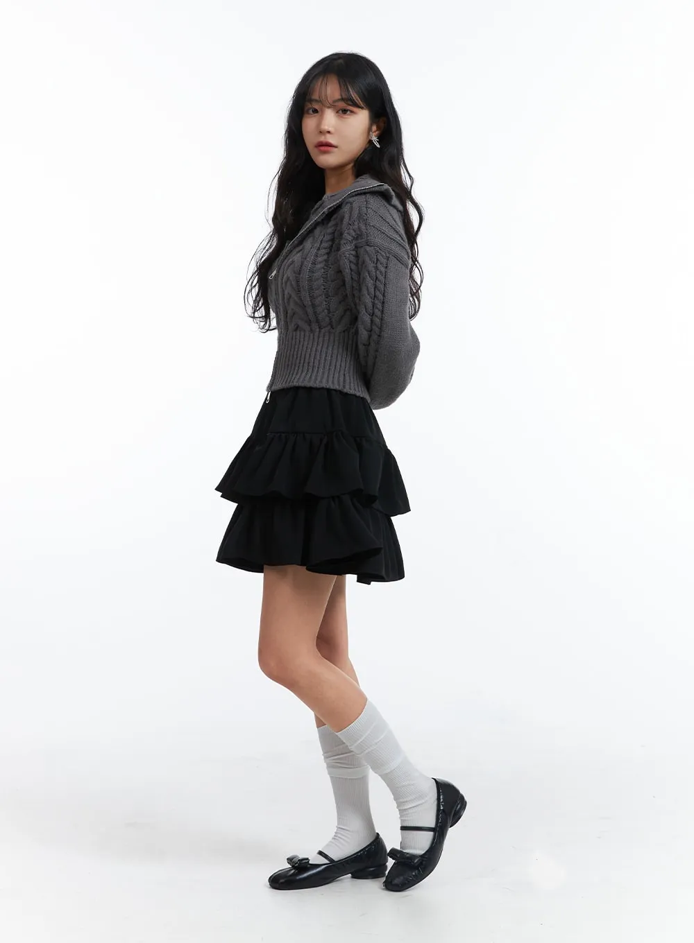 A-Line Layered Frill Mini Skirt OJ426