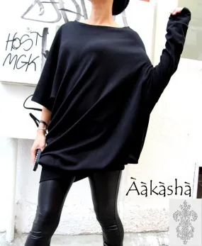 Aakasha  |Boat Neck Long Sleeves Plain Cotton Medium Handmade Tunics