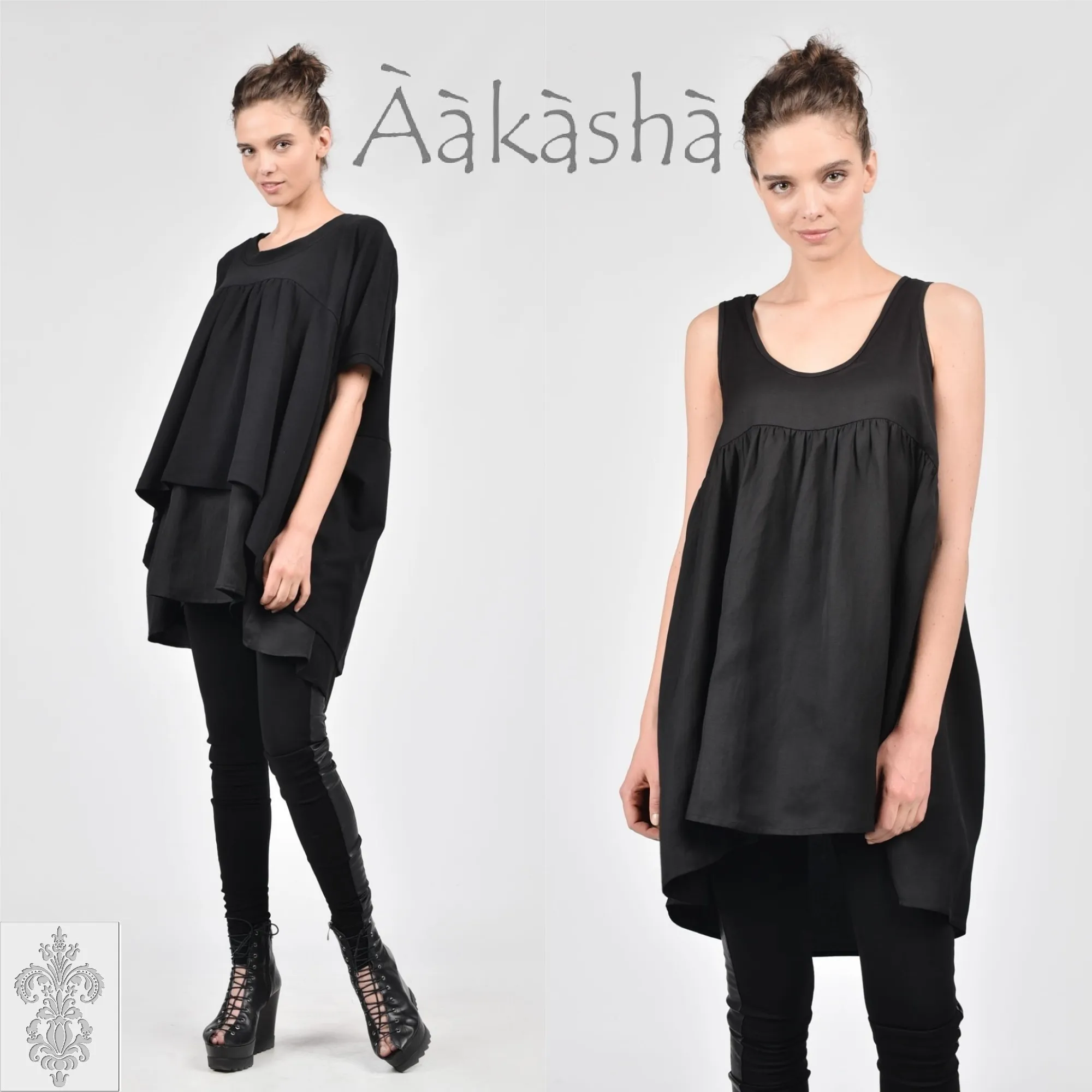 Aakasha  |Linen Blended Fabrics Plain Cotton Medium Short Sleeves