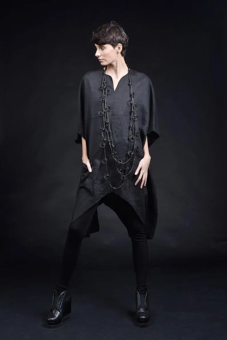 Aakasha  |Linen Plain Medium Handmade Oversized Tunics