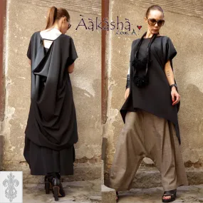 Aakasha  |Plain Medium Short Sleeves Handmade Oversized Asymmetry