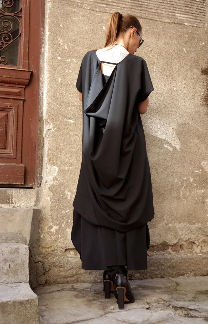 Aakasha  |Plain Medium Short Sleeves Handmade Oversized Asymmetry