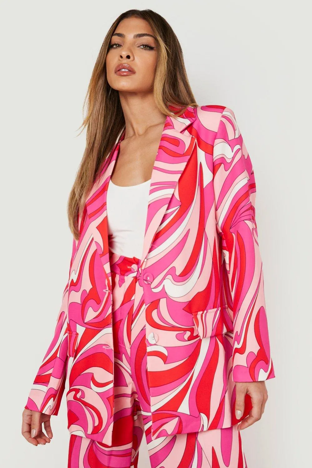 Abstract Print Tailored Blazer