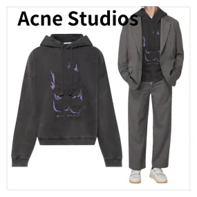 Acne Studios  |Unisex Long Sleeves Cotton Logo Hoodies & Sweatshirts