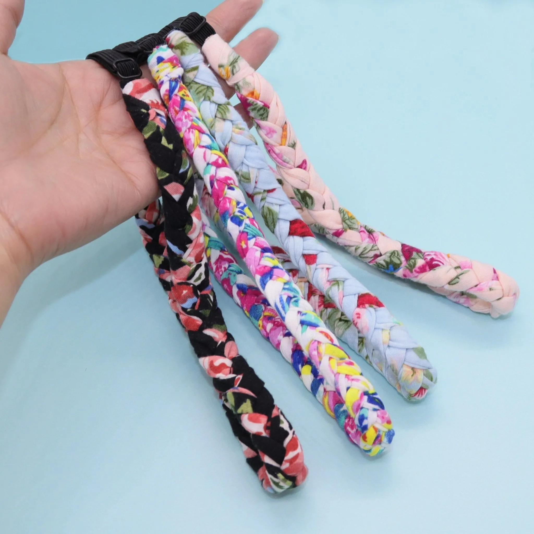 Adjustable Floral Braided Headbands - 4 Pack