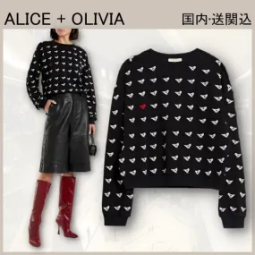 Alice+Olivia  |Crew Neck Long Sleeves Cotton Hoodies & Sweatshirts