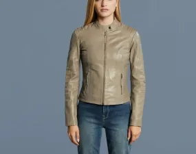 Aliza Womens Leather Zip Jacket