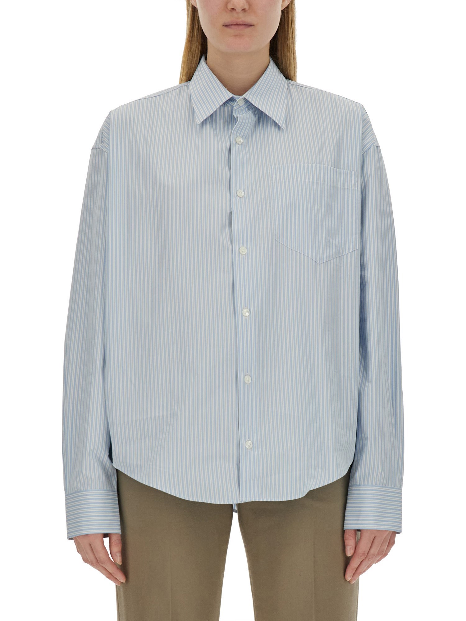 AMI PARIS    COTTON POPLIN SHIRT WITH LOGO