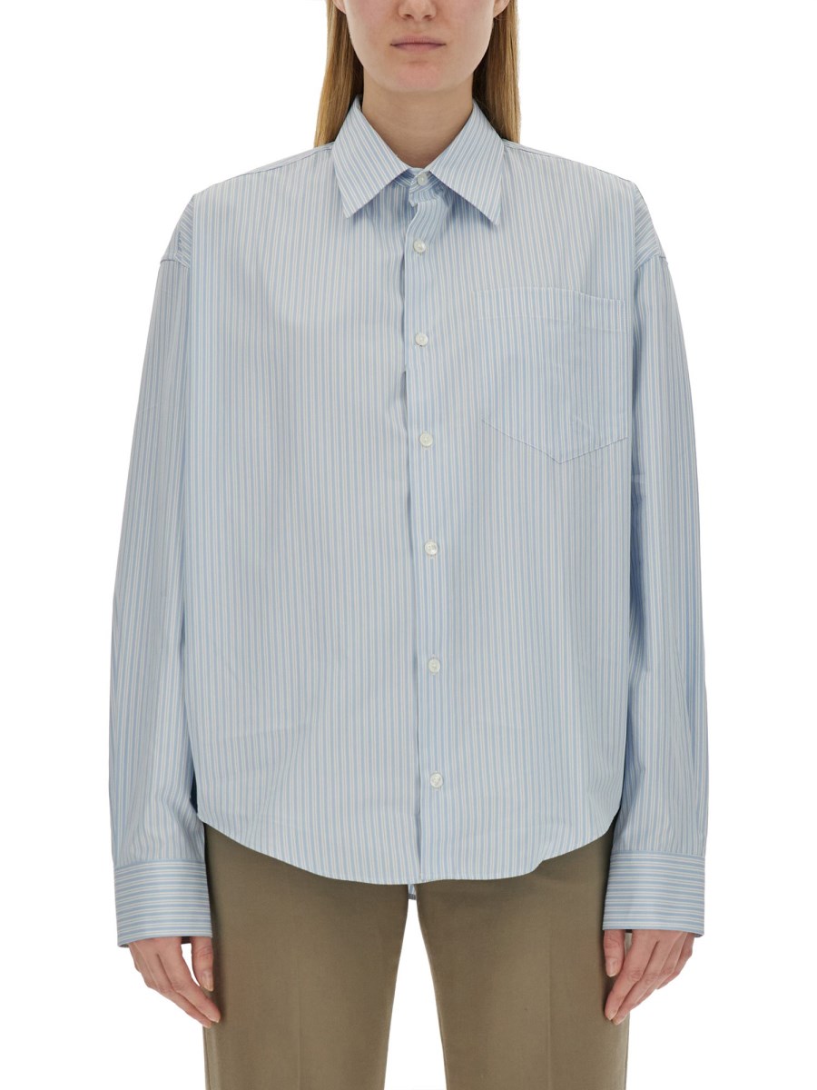 AMI PARIS    COTTON POPLIN SHIRT WITH LOGO