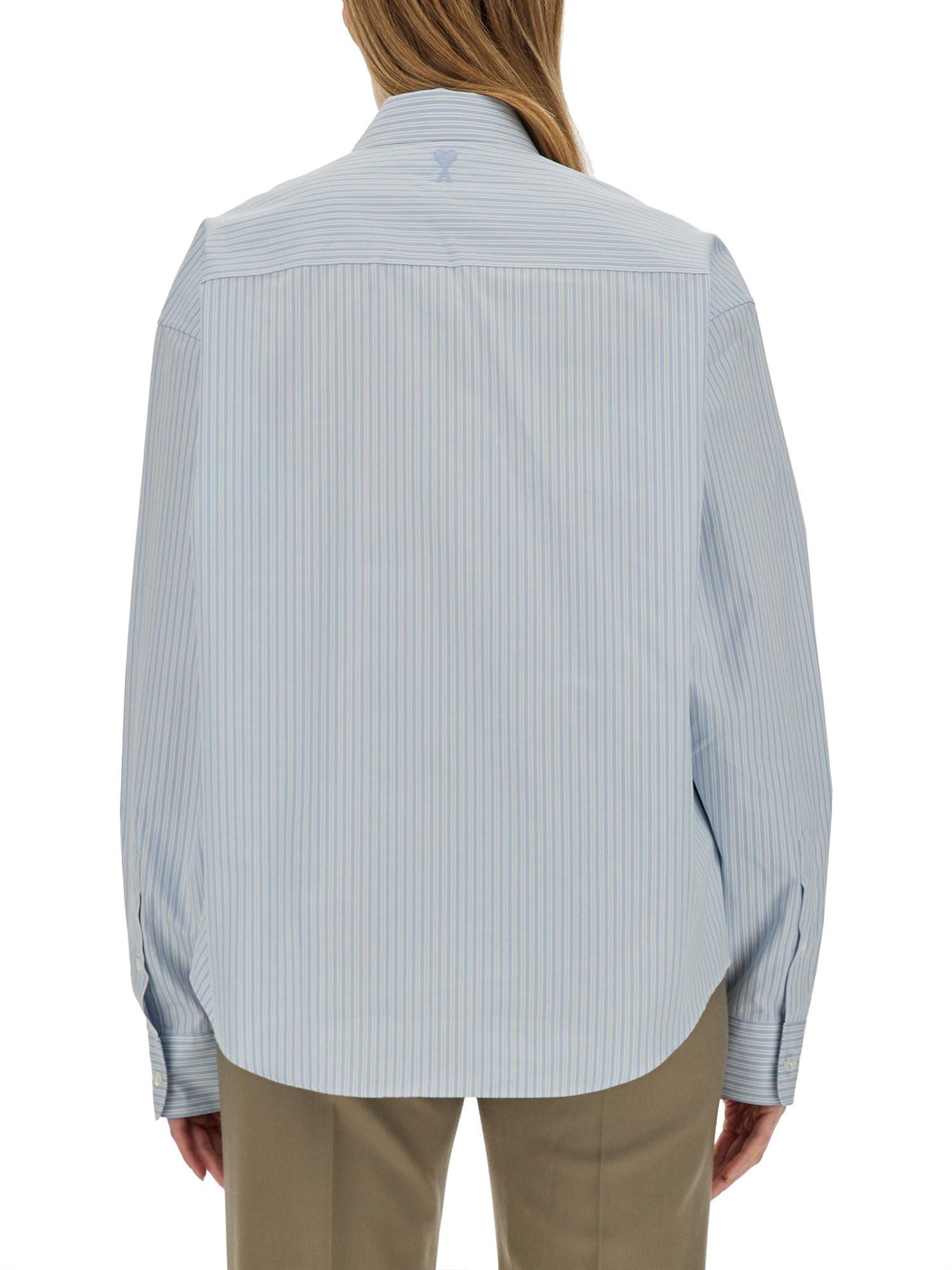 AMI PARIS    COTTON POPLIN SHIRT WITH LOGO