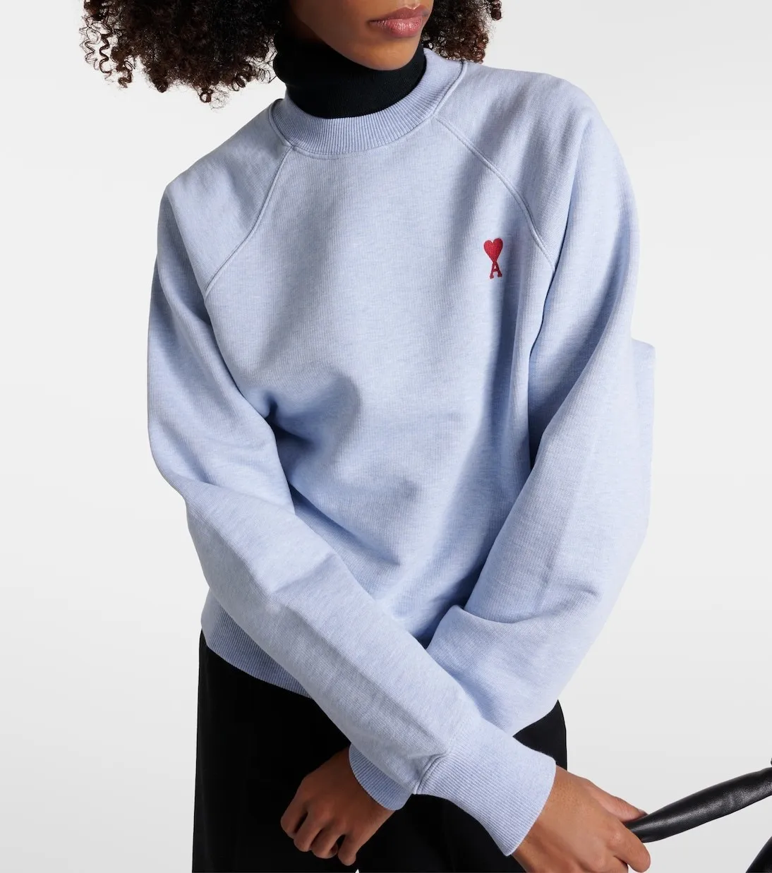 AMI PARIS  |Long Sleeves Plain Cotton Logo Hoodies & Sweatshirts