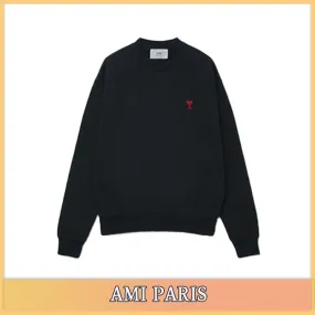 AMI PARIS  |Street Style Cotton Logo Designers Sweatshirts