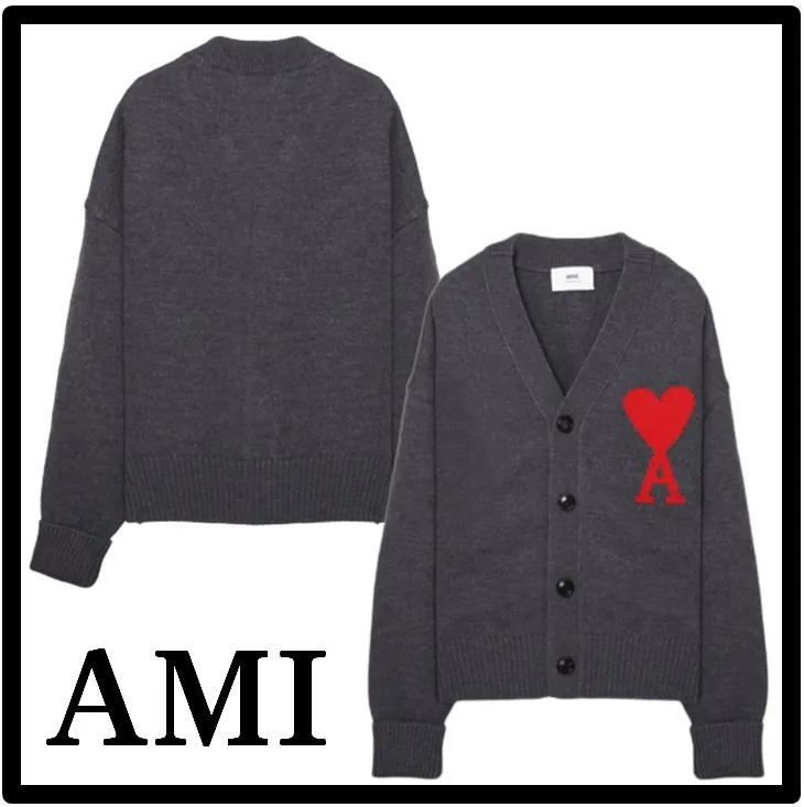 AMI PARIS  |Unisex Street Style Logo Designers Cardigans