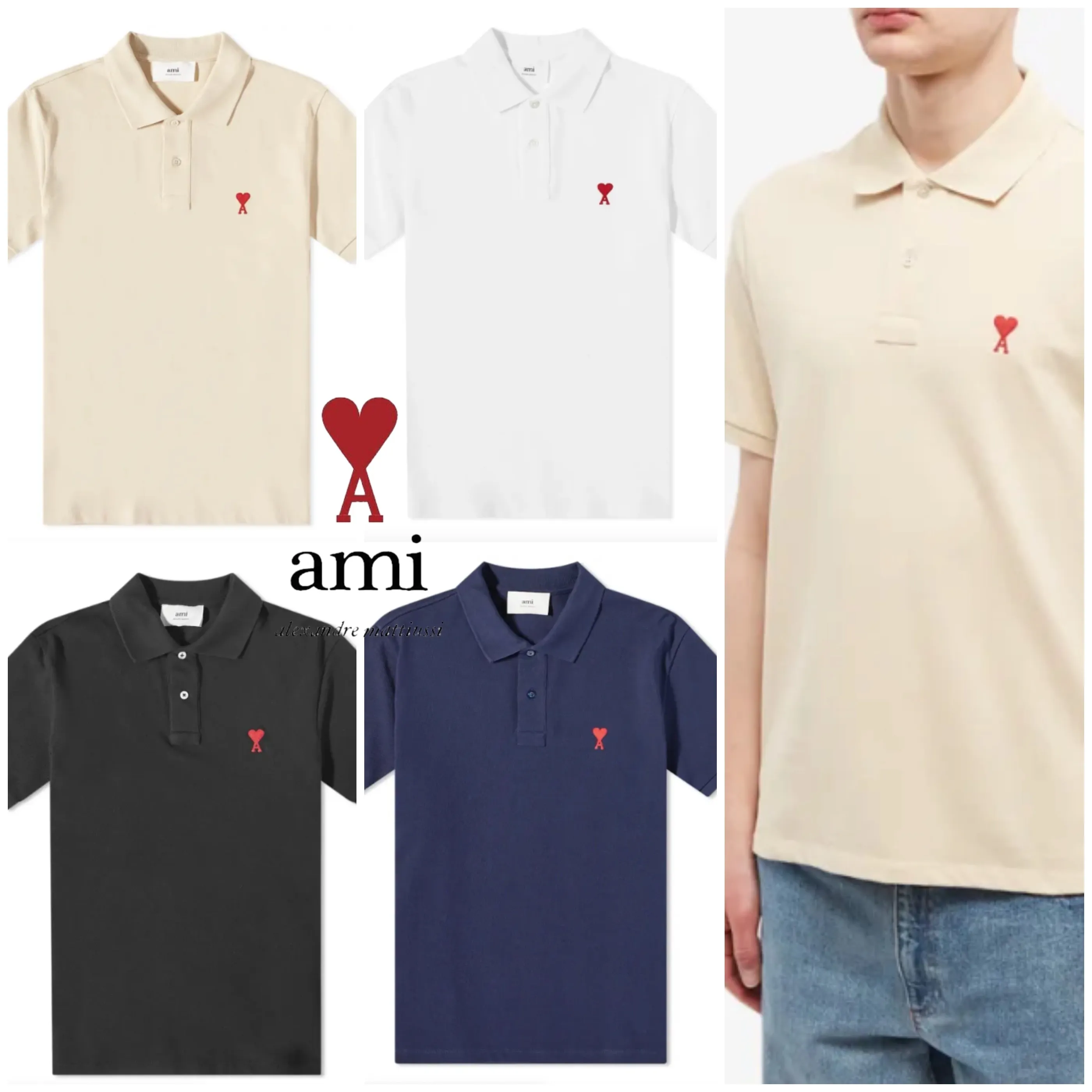 AMI PARIS  |Unisex Street Style Logo Designers Polos