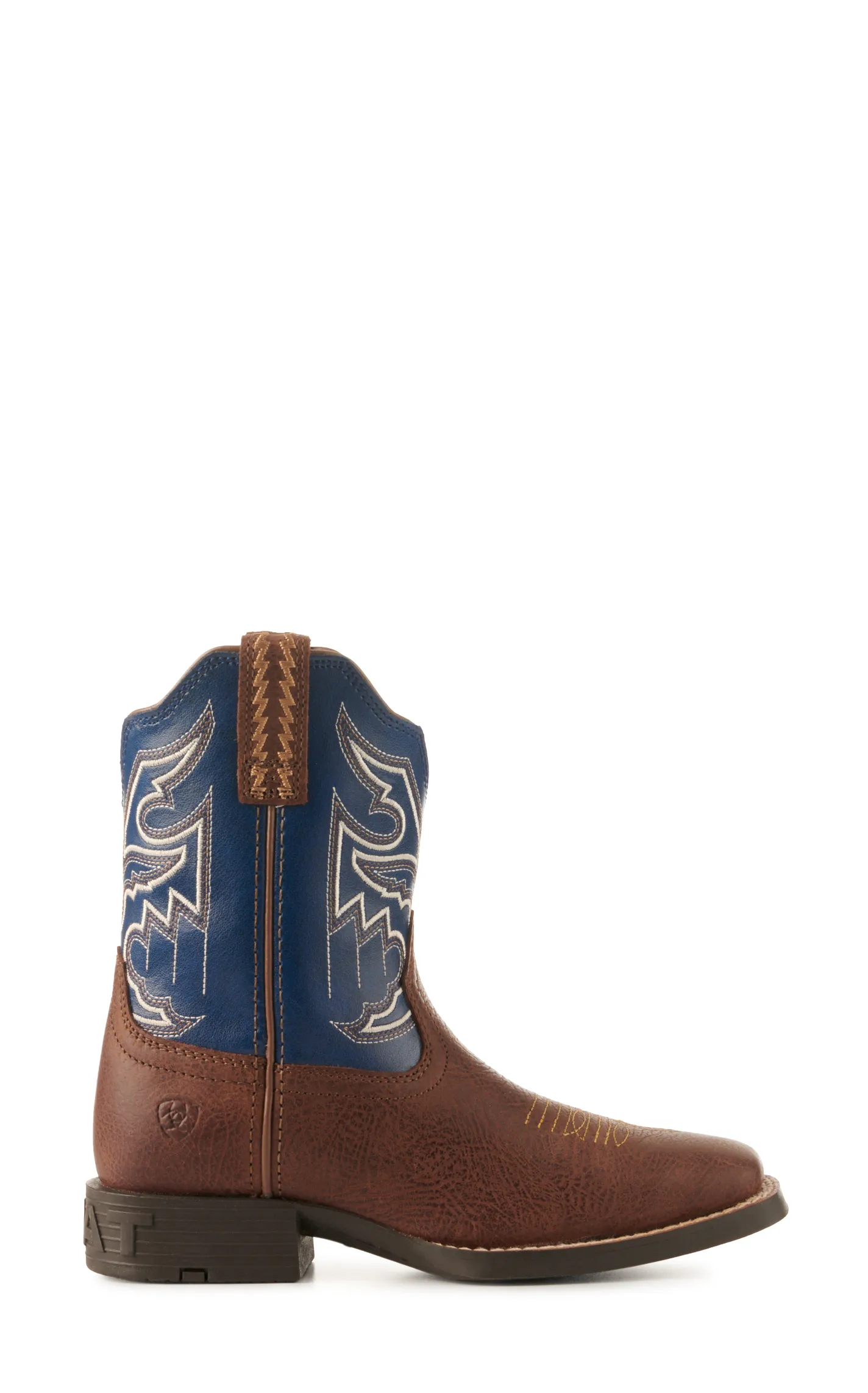 Ariat Kids Sorting Pen Brown and Blue Wide Square Toe Cowboy Boots