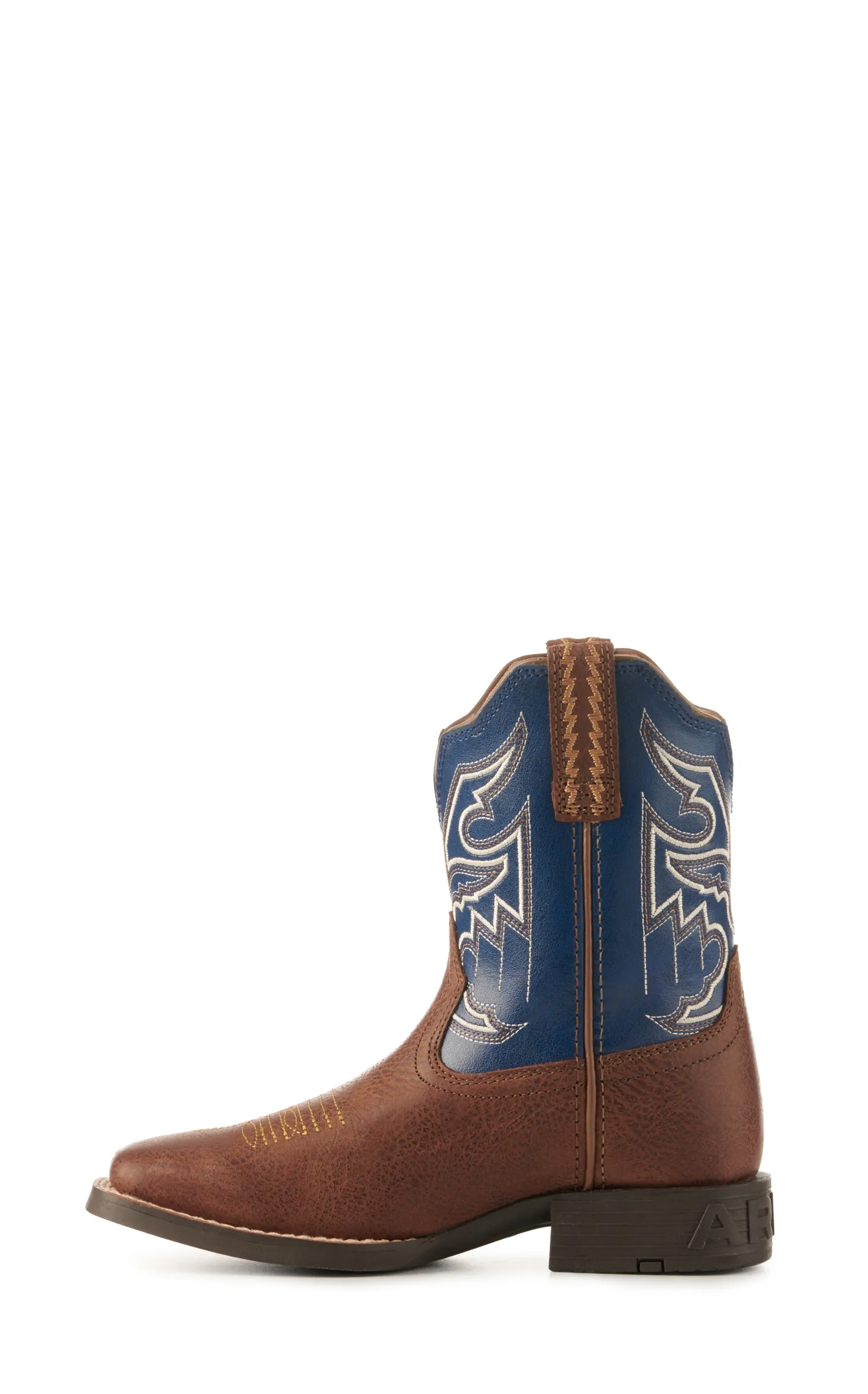 Ariat Kids Sorting Pen Brown and Blue Wide Square Toe Cowboy Boots