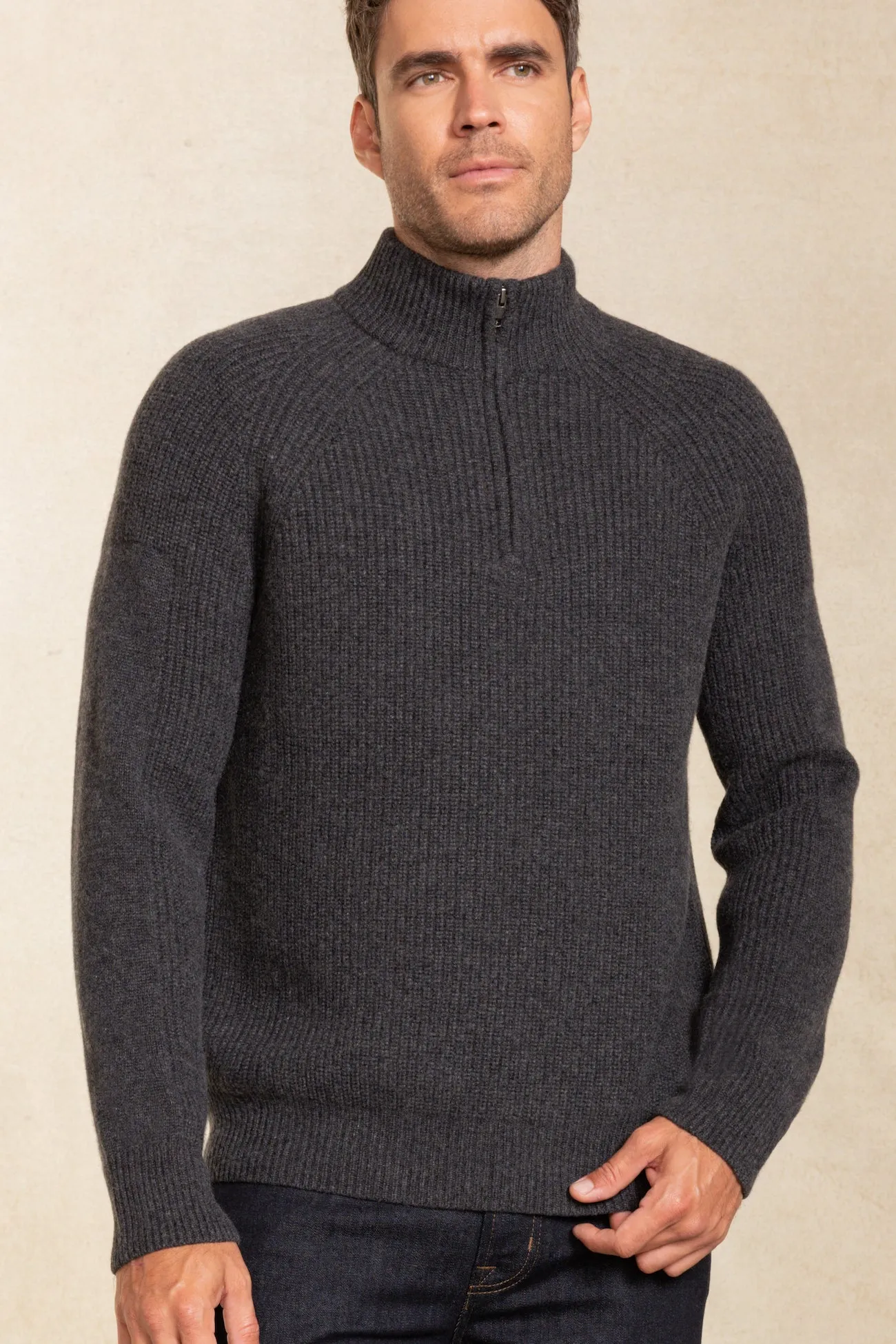 ASHTON QUARTER-ZIP CASHMERE SWEATER