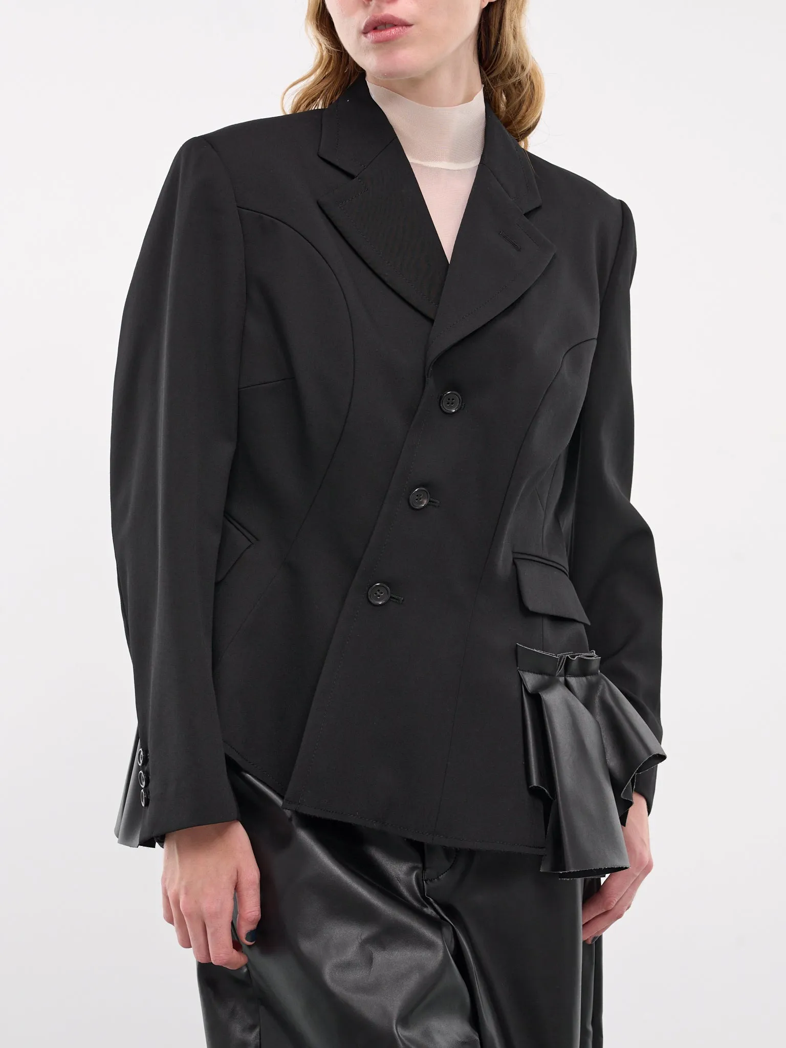 Asymmetric Paneled Blazer (GN-J010-051-BLACK)