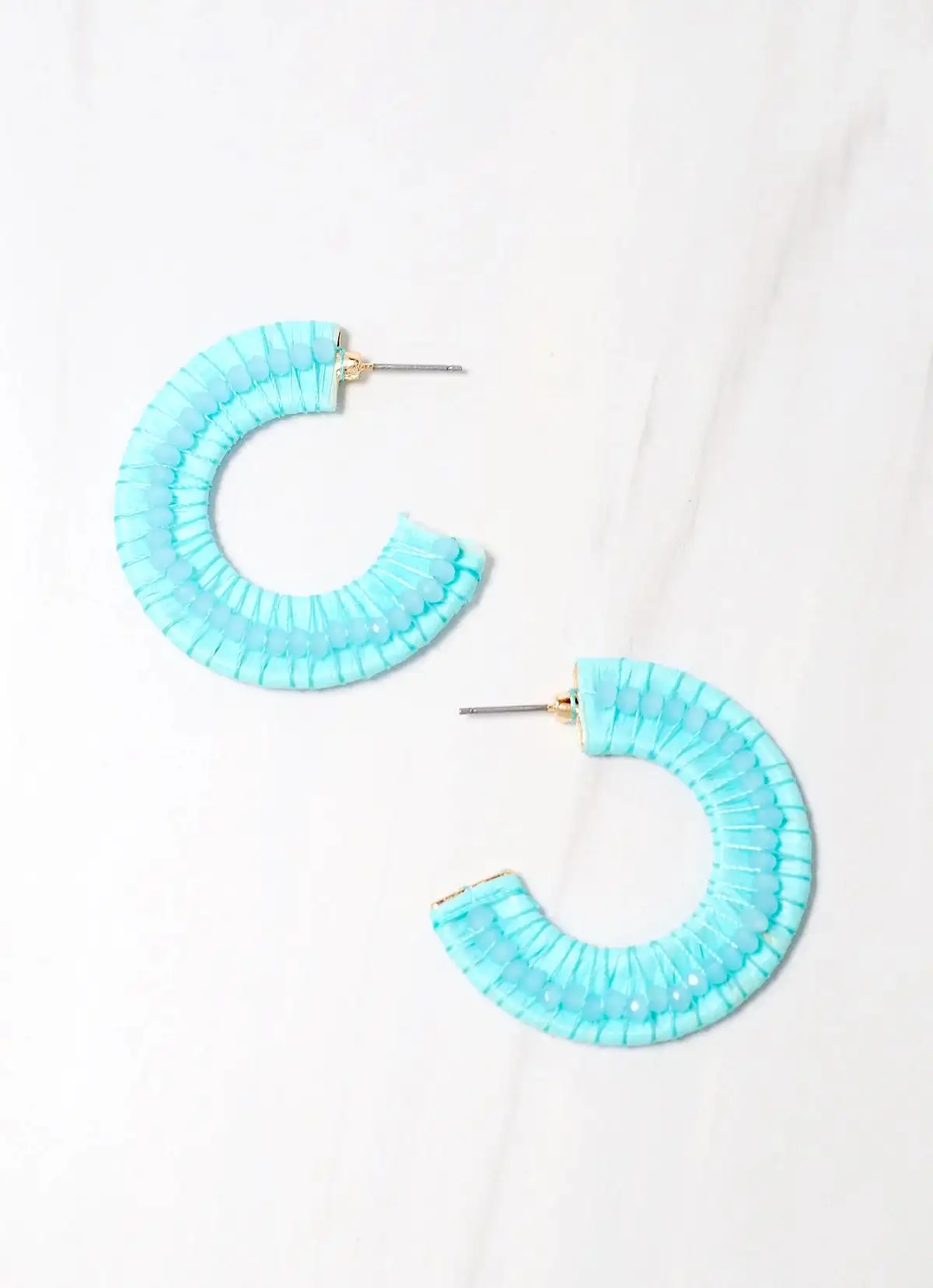 Atkinson Wrapped Hoop Earrings - (aqua or hot pink)