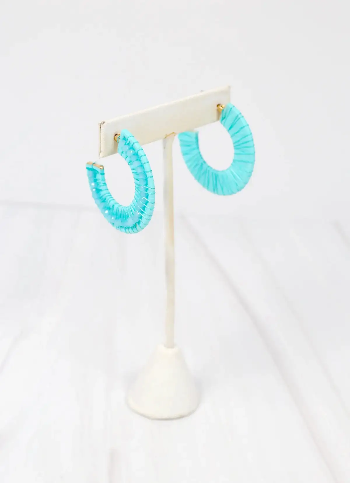 Atkinson Wrapped Hoop Earrings - (aqua or hot pink)