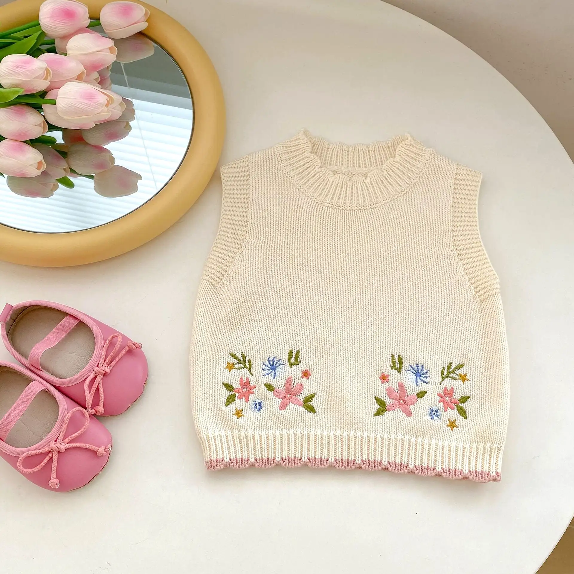 Baby Kid Girls Flower Embroidered Vests Waistcoats Wholesale 230828125