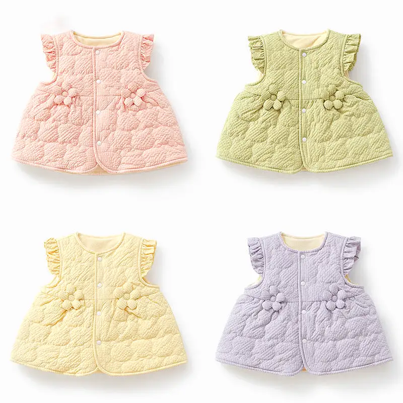 Baby Kid Girls Solid Color Flower Vests Waistcoats Wholesale 231130247