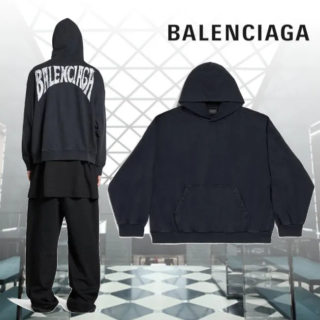 BALENCIAGA  |Unisex Plain Cotton Logo Luxury Hoodies