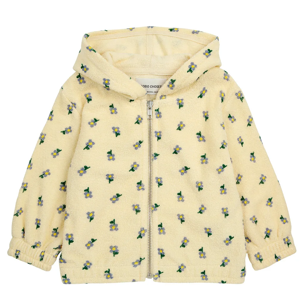 Bobo Choses Baby Pansy Flower All Over Hooded Sweatshirt Yellow