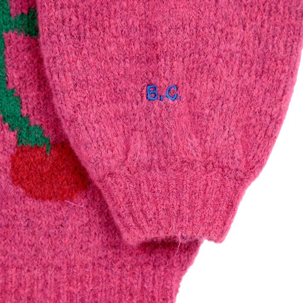 Bobo Choses Child Cherry Intarsia Cardigan Fuchsia Pink