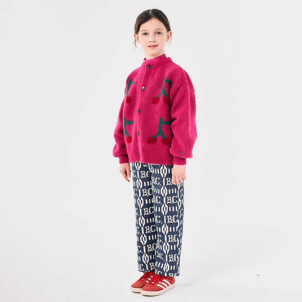 Bobo Choses Child Cherry Intarsia Cardigan Fuchsia Pink