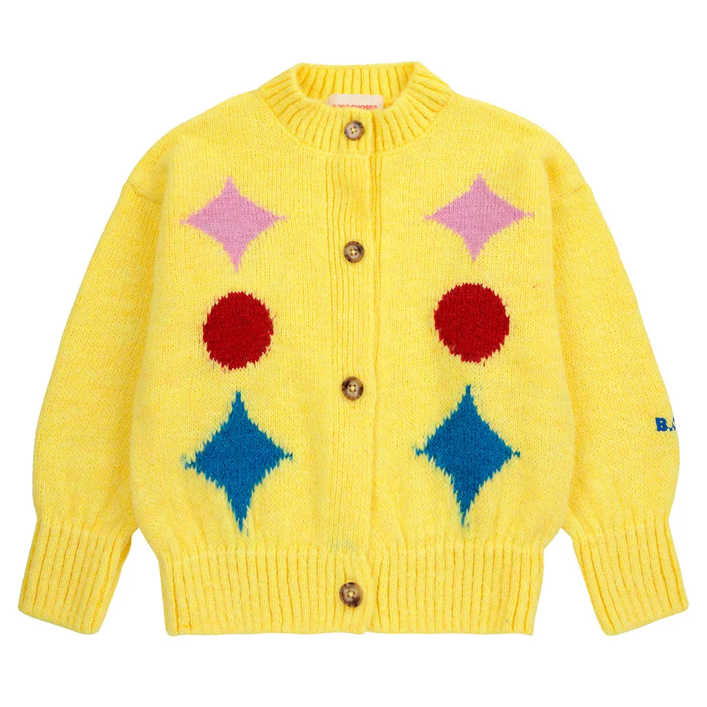 Bobo Choses Child Sparkles Intarsia Cardigan Yellow