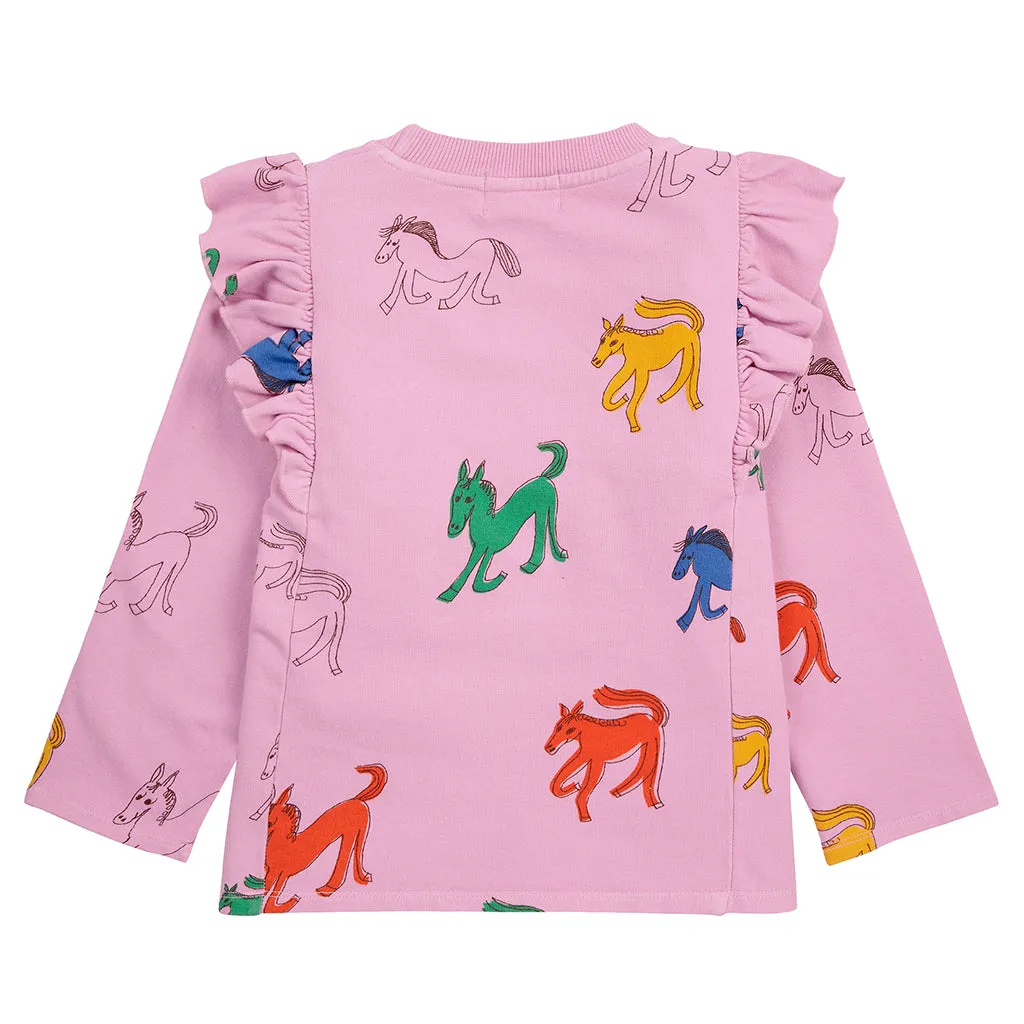 Bobo Choses Child Wonder Horse All Over Ruffle Sweatshirt Pink