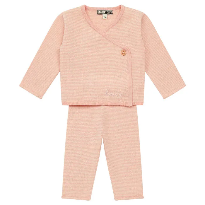 Bonton Baby Two Piece Set Pink Stripes