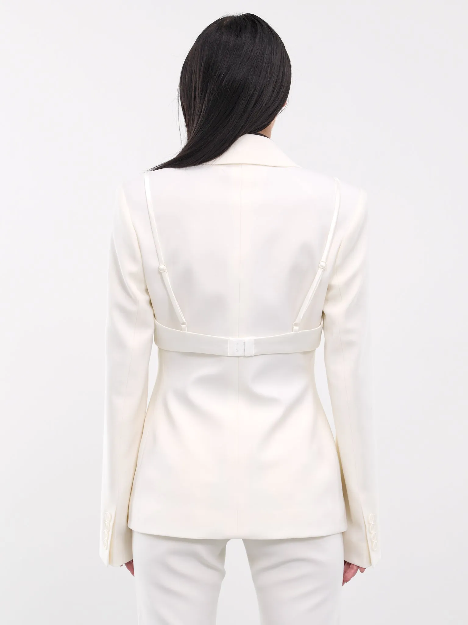 Bra Strap Tailored Blazer (AH0299-DBG-CREAM-WHITE)