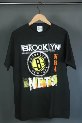 Brooklyn Nets Vintage 90s Washed Print Black T-Shirt