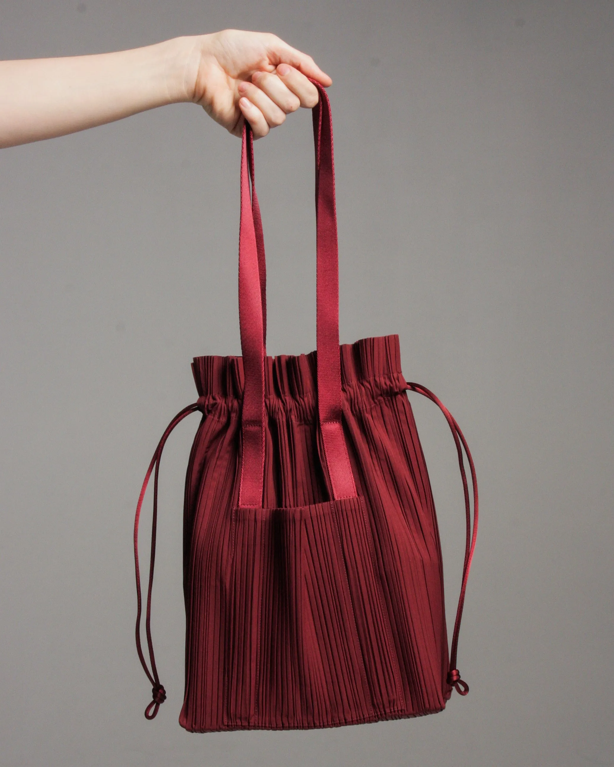 Burgundy Pleats Tote Bag