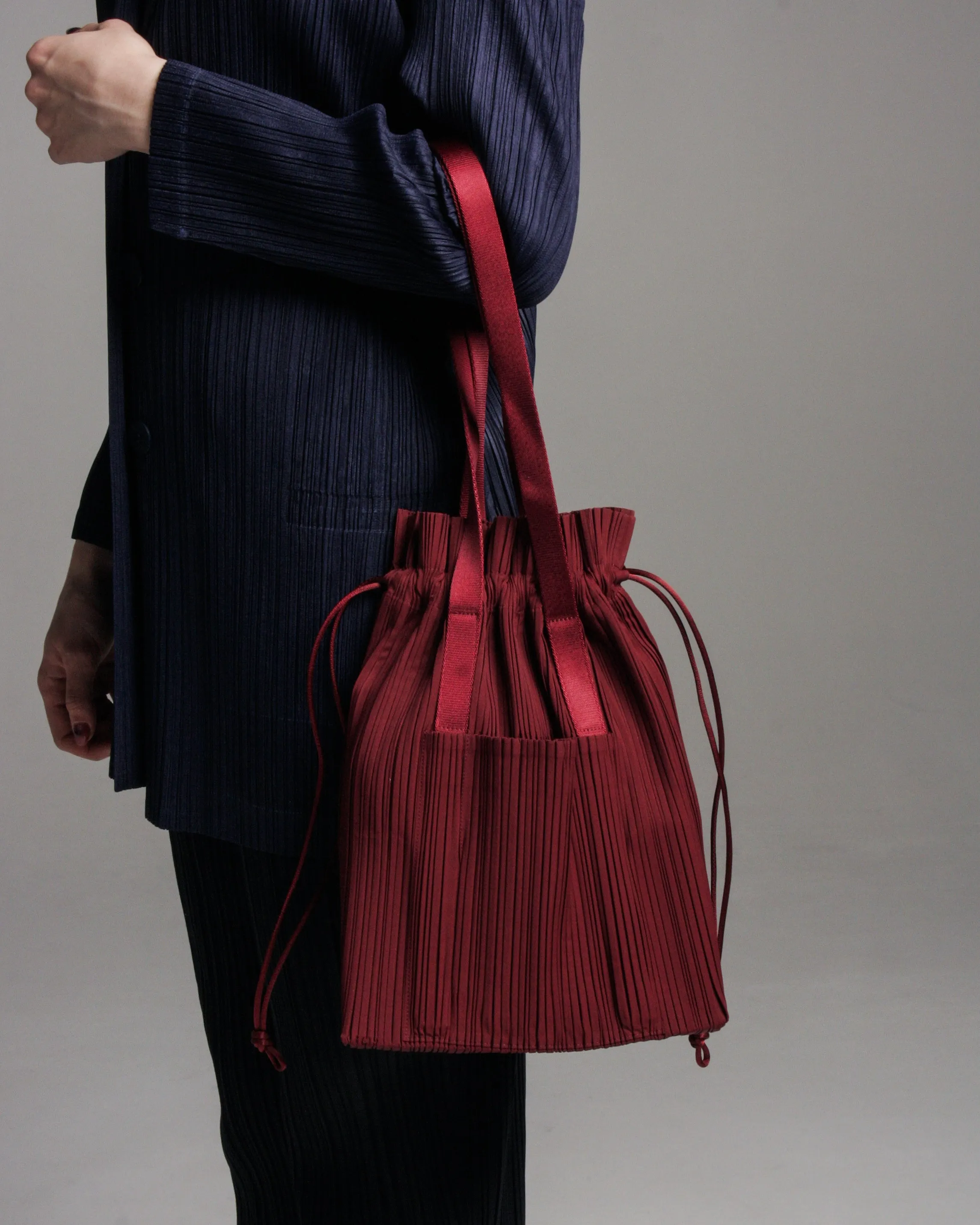 Burgundy Pleats Tote Bag