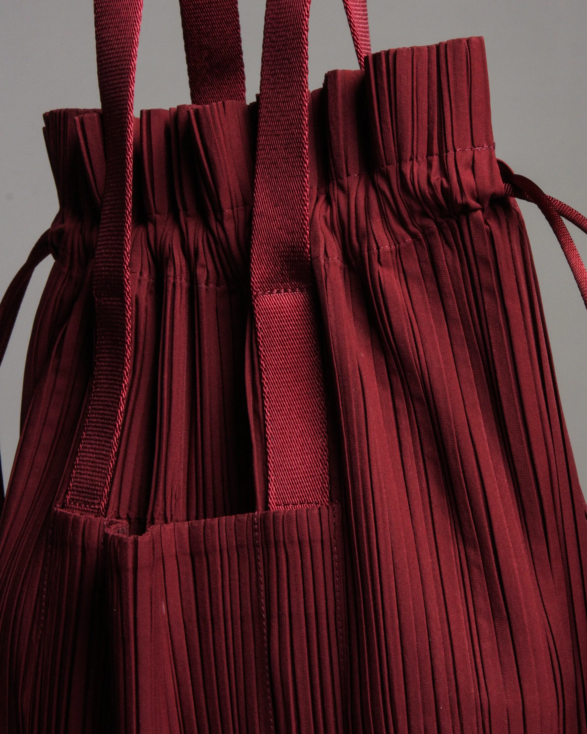 Burgundy Pleats Tote Bag