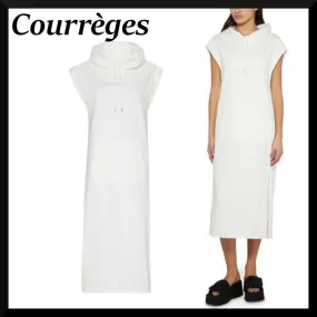 Courreges  |Street Style Plain Short Sleeves Bridal Logo Tunics