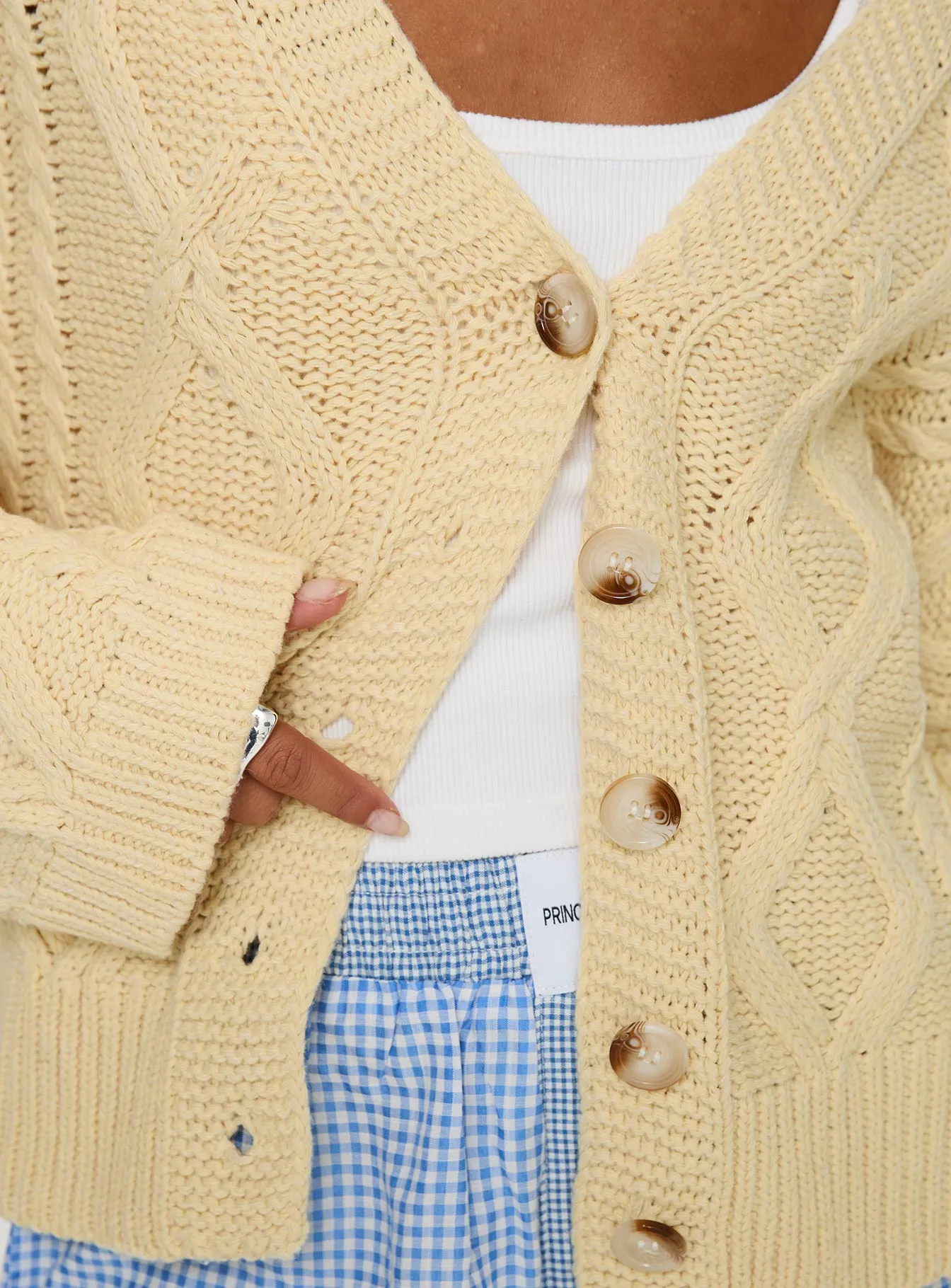 Daxtan Cable Cardigan Lemon