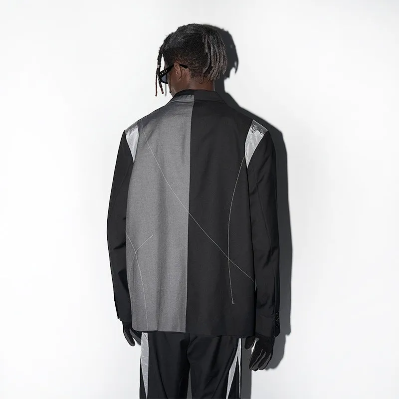 Deconstructed Asymmetric Nylon Blazer