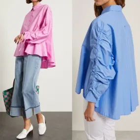 Diffusione Tessile  |Street Style Long Sleeves Plain Cotton Logo Tunics