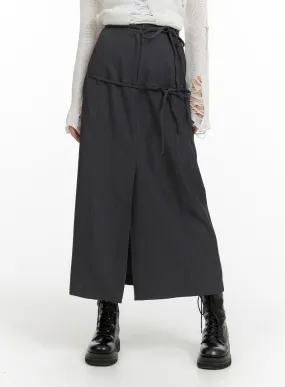 Drawstring Front Split Maxi Skirt CF420