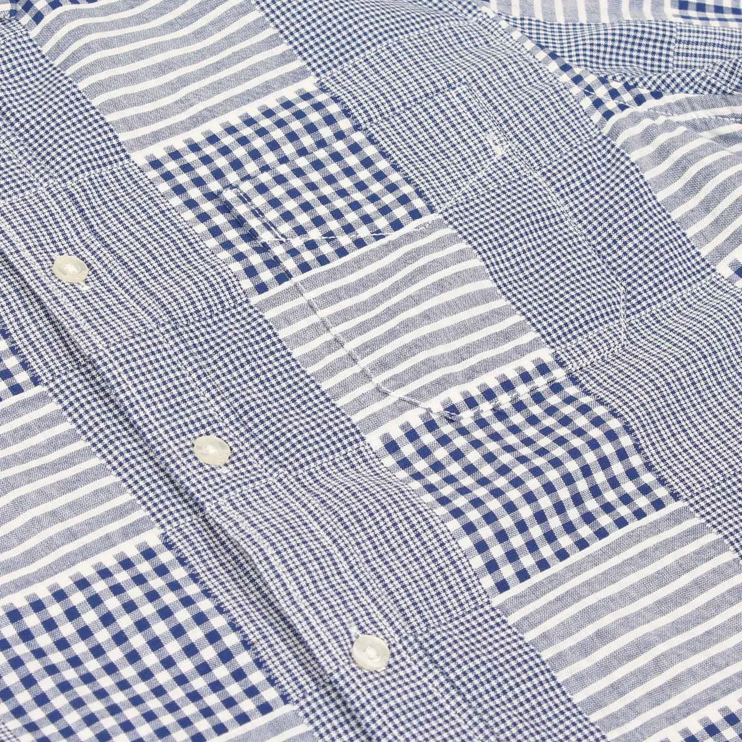 Edwin - SS Patchwork Standard Shirt - Blue Patchwork