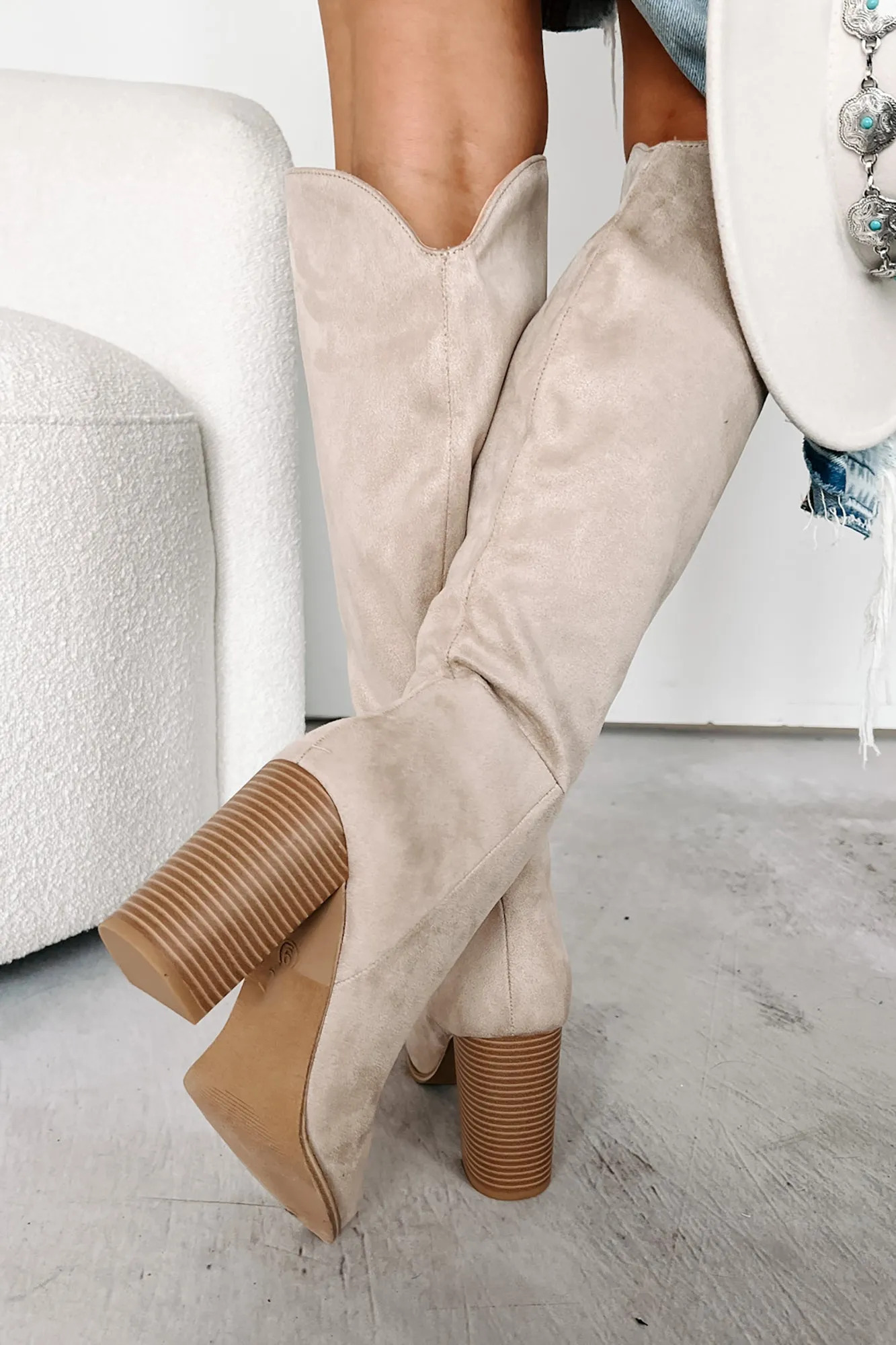 Embracing The Essentials Knee High Faux Suede Boots (Taupe Clay)