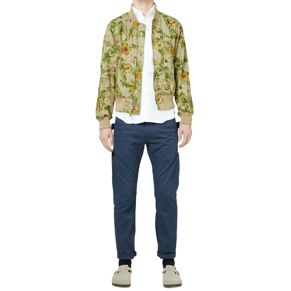 Engineered Garments Aviator JacketKhaki Floral Print Linen