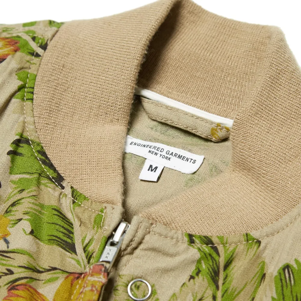 Engineered Garments Aviator JacketKhaki Floral Print Linen