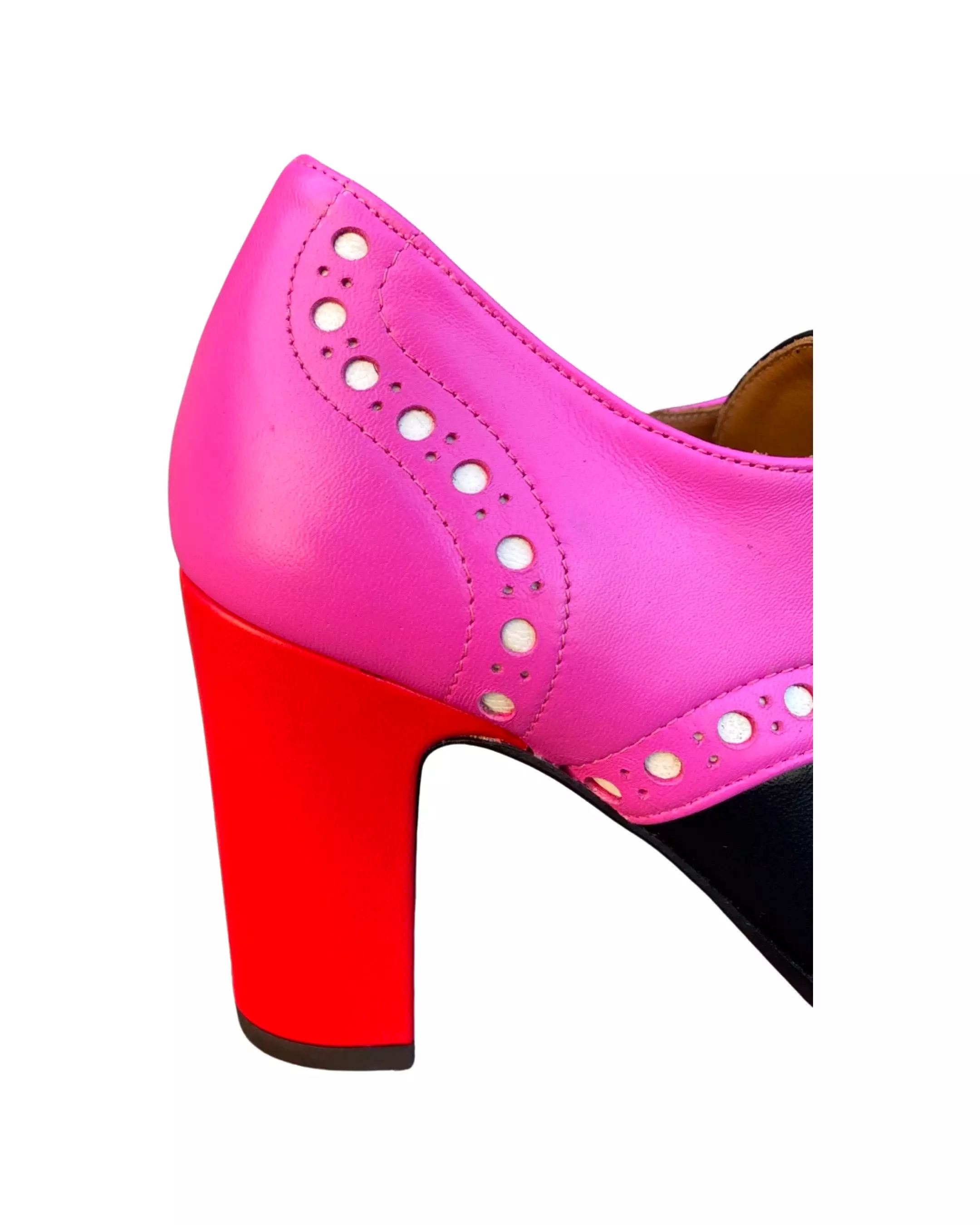 Farid Hot Pink And Black with Red Heel