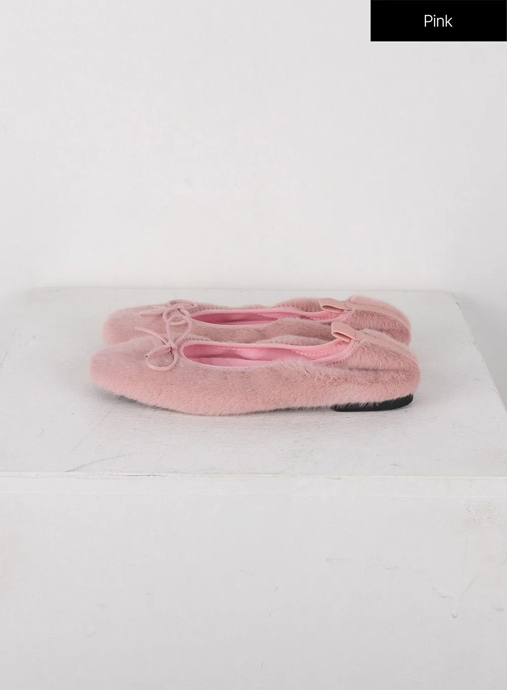 Faux Fur Ribbon Flats IJ403