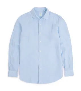 Finamore Gaeta Linen Luigi Sport Shirt: Blue